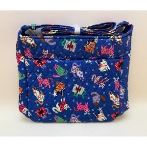 NEW VERA BRADLEY Essential XL Crossbody Hipster Catnip Christmas Cats Cat Blue